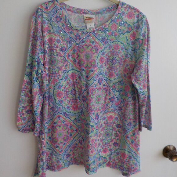 Ruby Rd. Shirt - XLarge - Colorful Print - 3/4 Sleeve - Picture 1 of 5